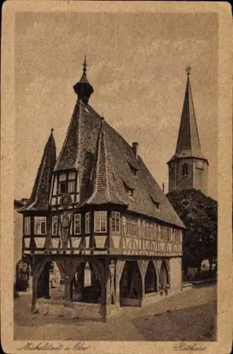 Ak Michelstadt im Odenwald, Rathaus, Kirchturm