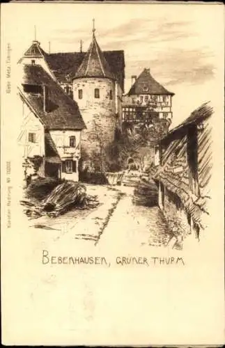 Künstler Ak Bebenhausen Tübingen am Neckar Baden Württemberg, Grüner Turm