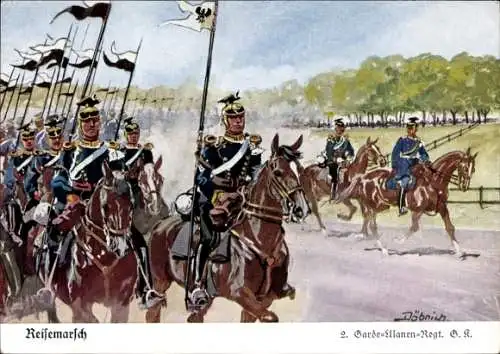 Regiment Künstler Ak Döbrich Steglitz, 2. Garde Ulanen Regiment, Reisemarsch, I. WK