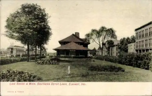 Ak Elkhart Indiana USA, Lake Shore und Michigan Southern Depot Lawn