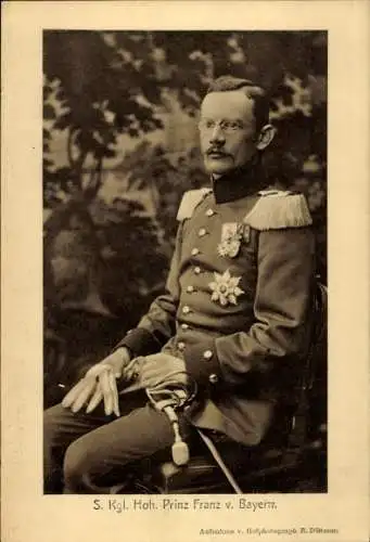 Ak Prinz Franz von Bayern, Porträt in Uniform