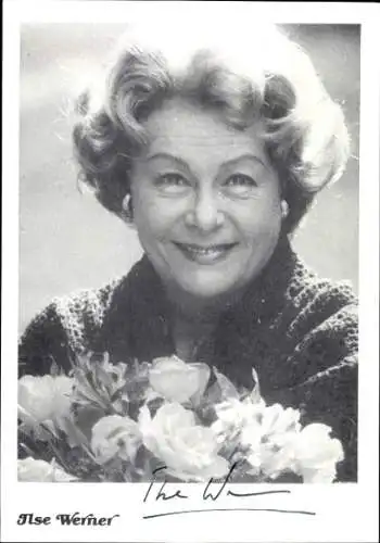 Ak Schauspielerin Ilse Werner, Portrait, Autogramm, Blumen