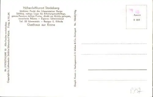 Ak Stocksberg Beilstein in Württemberg, Fliegeraufnahme, Gasthaus zur Krone