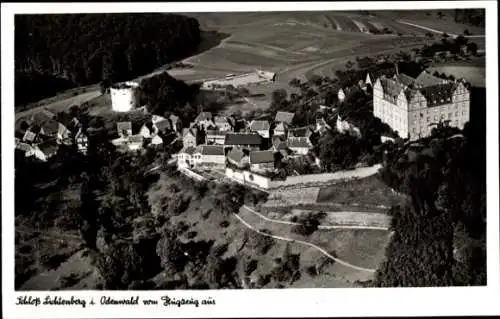 Ak Lichtenberg Fischbachtal im Odenwald, Fliegeraufnahme, Schloss, Erholungsort