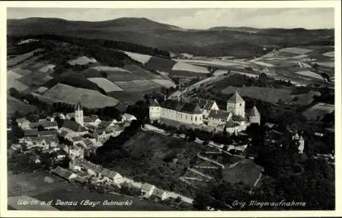 Ak Wörth an der Donau Oberpfalz Bayern, Fliegeraufnahme