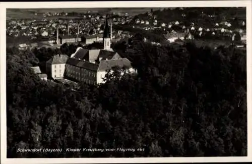 Ak Schwandorf im Oberpfälzer Wald Bayern, Fliegeraufnahme, Kloster Kreuzberg