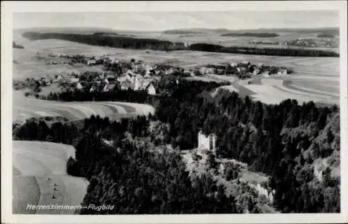 Ak Herrenzimmern Bösingen bei Rottweil Württemberg, Burgruine Herrenzimmern, Fliegeraufnahme