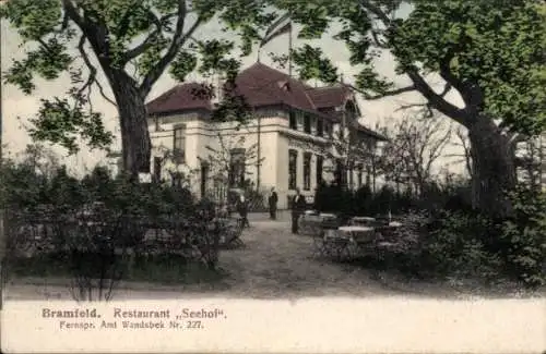 Ak Hamburg Wandsbek Bramfeld, Restaurant Seehof, Garten