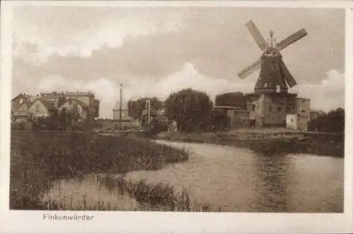 Ak Hamburg Mitte Finkenwerder Finkenwärder, Teilansicht, Windmühle