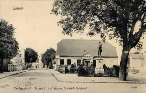 Ak Kloster Lehnin in Brandenburg, Hauptstraße mit Kaiser Friedrich Denkmal