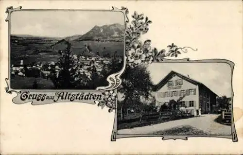 Ak Altstädten Sonthofen im Allgäu, Panorama, Gasthaus