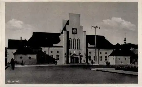 Ak Gdynia Gotenhafen Pommern, Bahnhof