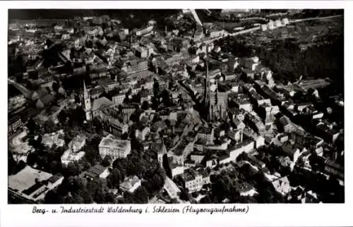 Ak Wałbrzych Waldenburg Schlesien, Fliegeraufnahme