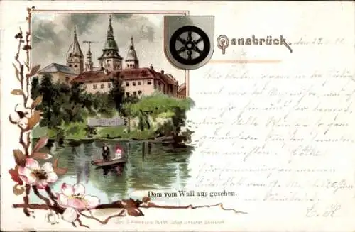 Litho Osnabrück in Niedersachsen, Dom vom Wall aus gesehen