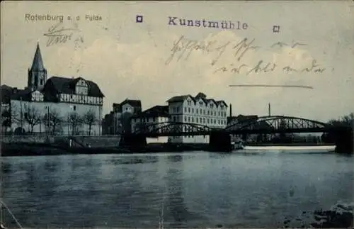 Ak Rotenburg an der Fulda, Teilansicht, Brücke