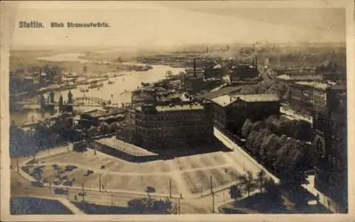 Ak Szczecin Stettin Pommern, Blick stromaufwärts