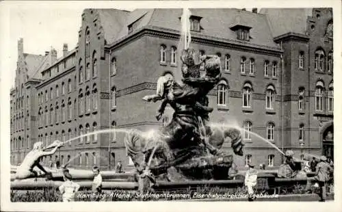 Ak Hamburg-Altona, Stuhlmannbrunnen, Eisenbahndirektionsgebäude