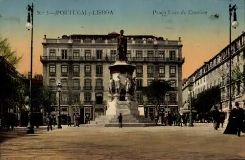 Ak Lisboa Lissabon Portugal, Praca Luiz de Camoes