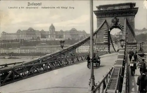 Ak Budapest Ungarn, Kettenbrücke, Königliche Burg