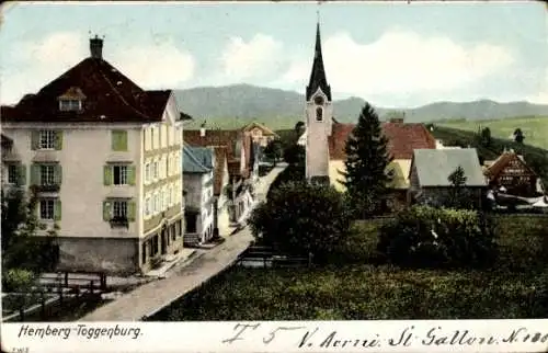 Ak Hemberg im Toggenburg Kt. St. Gallen, Teilansicht mit Kirche