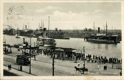 Ak Szczecin Stettin Pommern, Blick von der Hakenterrasse