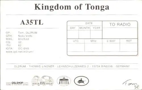 QSL Ak Tonga Ozeanien, A35TL, barbusige Tänzerinnen