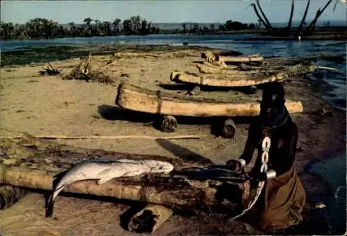 Ak Kenia, Turkana Lake Rudolph cutting up the catch by the fishing boats