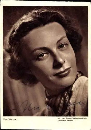 Ak Schauspielerin Ilse Werner, Portrait, Autogramm, Sängerin