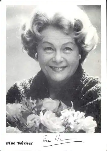 Ak Schauspielerin Ilse Werner, Portrait, Autogramm, Blumen