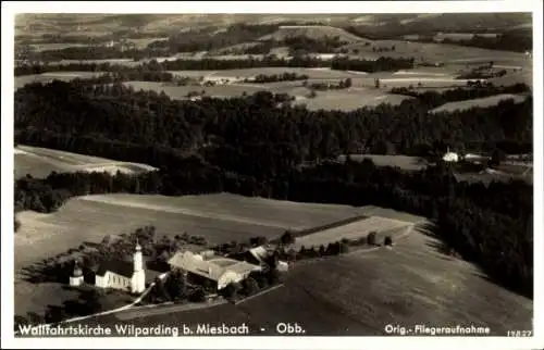 Ak Miesbach in Oberbayern, Fliegeraufnahme, Wallfahrtskirche Wilparding