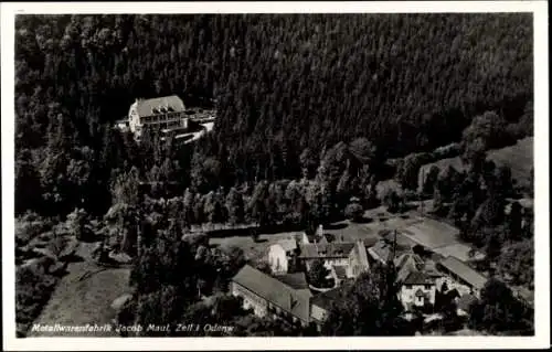 Ak Zell im Odenwald Bad König Odenwald Hessen, Metallwarenfabrik Jacob Maul, Fliegeraufnahme