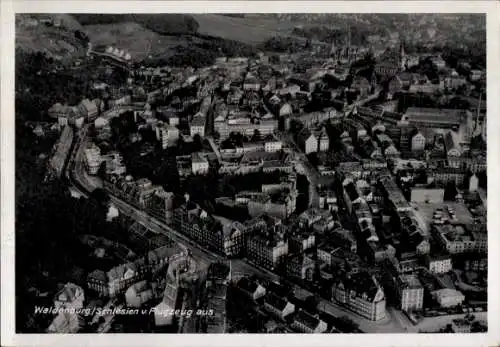 Ak Wałbrzych Waldenburg Schlesien, Fliegeraufnahme