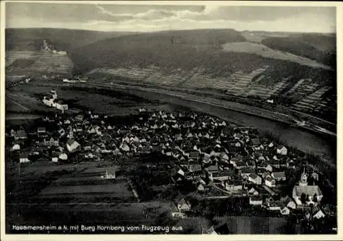 Ak Hassmersheim Haßmersheim am Neckar, Fliegeraufnahme, Burg Hornberg