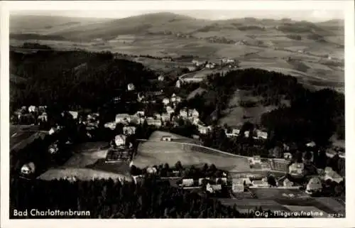 Ak Jedlina Zdrój Bad Charlottenbrunn Schlesien, Fliegeraufnahme
