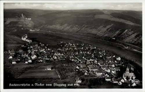 Ak Hassmersheim Haßmersheim am Neckar, Totalansicht, Fliegeraufnahme