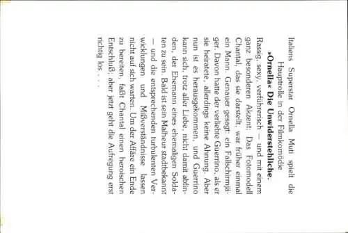 Foto Schauspielerin Ornella Muti, Portrait, Autogramm