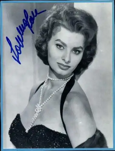 Foto Schauspielerin Sophia Loren, Portrait, Autogramm