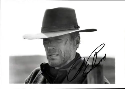 Foto Schauspieler Clint Eastwood, Autogramm