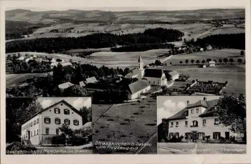 Ak Strasskirchen Straßkirchen, Fliegeraufnahme, Gasthaus Jos. Braun, Geschäft Otto Steininger