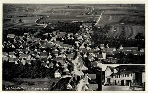 Ak Grabenstetten in Baden Württemberg, Fliegeraufnahme, Gasthaus zum Lamm, Inh. Kazmaier