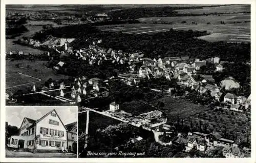 Ak Beinstein Waiblingen in Württemberg, Fliegeraufnahme, Gasthaus z. Krone, Inh. Grieshaber