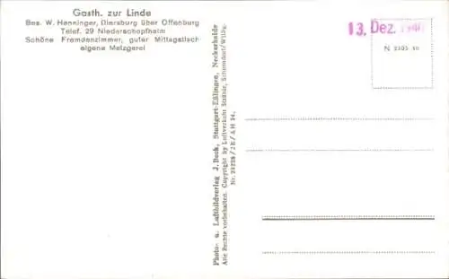 Ak Diersburg Hohberg im Schwarzwald Baden, Fliegeraufnahme, Gasthaus zur Linde, Inh. W. Henninger