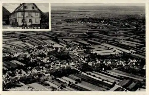 Ak Dundenheim Neuried in Baden, Fliegeraufnahme, Gasthaus zum Pflug, Inh. E. Kopf