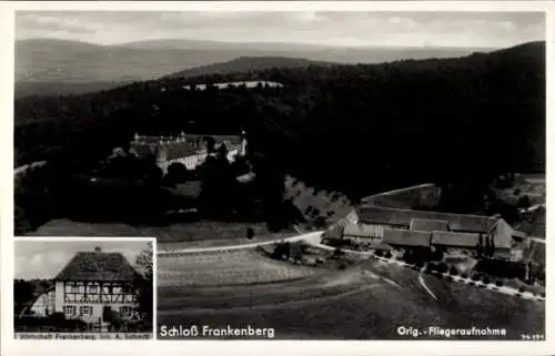 Ak Weigenheim in Mittelfranken, Schloss Frankenberg, Fliegeraufnahme, Wirtschaft A. Schmitt