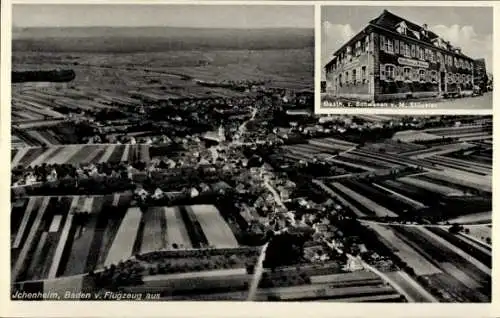 Ak Ichenheim Neuried in Baden, Fliegeraufnahme, Gasthaus zum Schwanen, Inh. M. Stückler