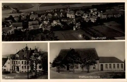 Ak Dauchingen im Schwarzwald, Fliegeraufnahme, Rathaus, Gasthaus Germania, Inh. Th. Baumann