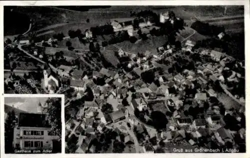 Ak Bad Grönenbach im Allgäu, Fliegeraufnahme, Gasthaus zum Adler, Inh. M. Hafner