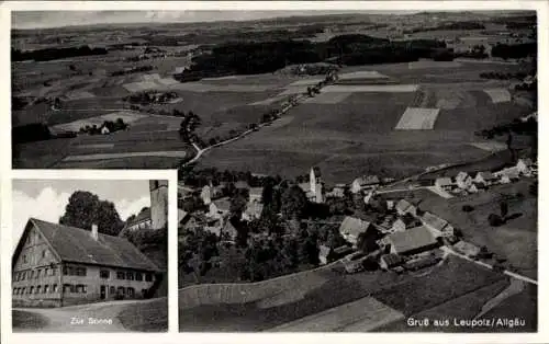 Ak Leupolz Wangen im Allgäu, Fliegeraufnahme, Josef Kiene, Zur Sonne