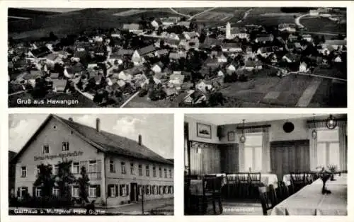 Ak Hawangen in Schwaben Unterallgäu, Fliegeraufnahme, Gasthaus u. Metzgerei Hans Gutter