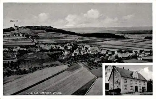 Ak Offingen Uttenweiler in Württemberg, Fliegeraufnahme, Gasthaus zum Adler, Alfons Moosbrugger